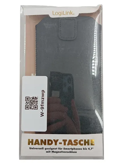 LogiLink Handy-Tasche Smartphone Hülle bis 4,7 Zoll Magnetverschluss Schwarz