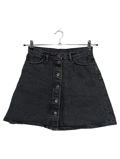 Monki Denim Minirock Damen Gr. 36 S Schwarz Jeansrock Knopfleiste
