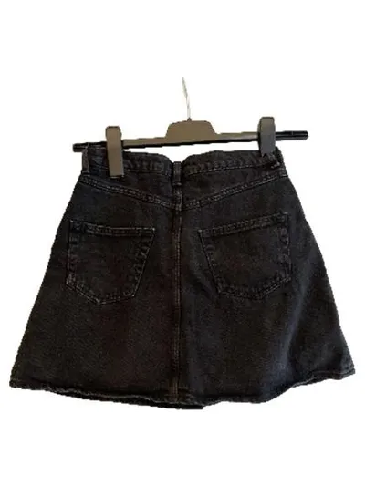 Monki Denim Minirock Damen Gr. 36 S Schwarz Jeansrock Knopfleiste