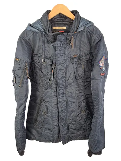 Khujo Herren Parka Jacke Gr. L Blau Military Outdoor Kapuze