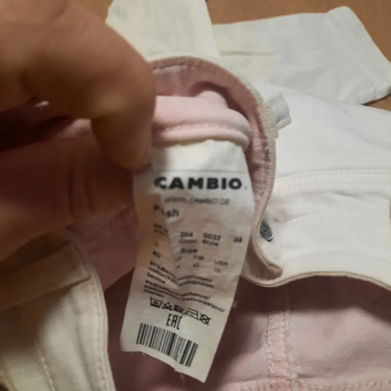 Cambio Damen Jeans Regular Fit Push Größe 40 Beige Baumwolle 2