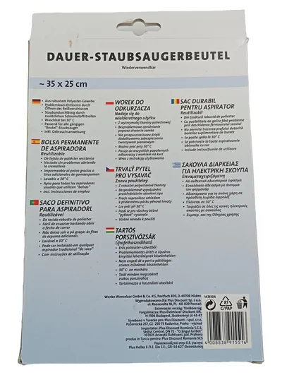 WENKO Dauer-Staubsaugerbeutel wiederverwendbar 35x25cm Polyester