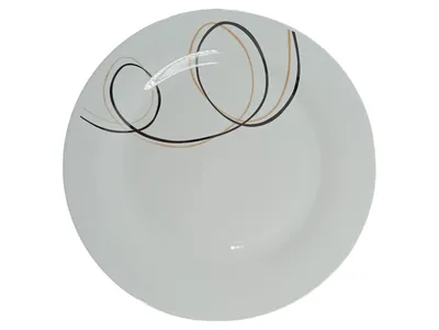 KHG Essteller Porzellan Weiß Spiralmuster Modern 24,5 cm