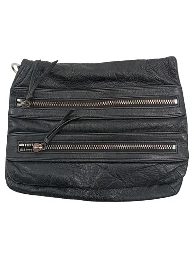 Zara Schwarze Leder Clutch Damen Tasche Reißverschluss Urban