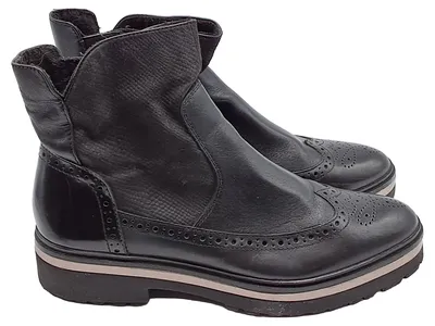 Tamaris Damen Stiefelette Brogue Chelsea Boot Schwarz Gr. 40 Leder