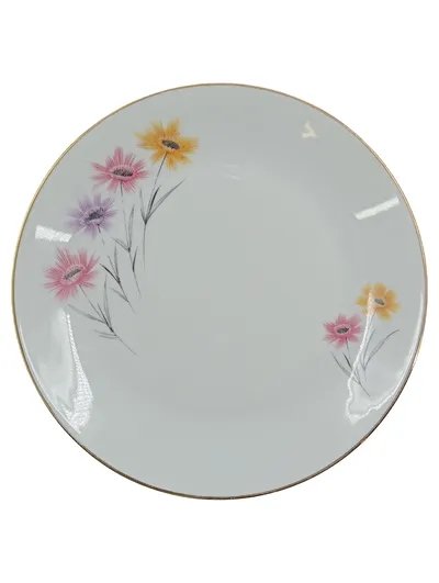 Schirnding Bavaria Kuchenteller Porzellan Blumenmuster Vintage Goldrand 19cm