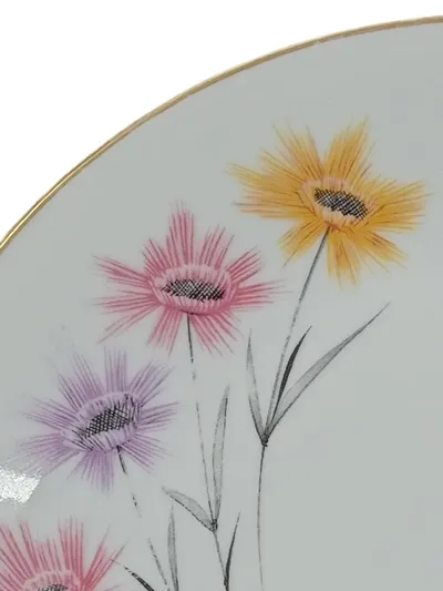 Schirnding Bavaria Kuchenteller Porzellan Blumenmuster Vintage Goldrand 19cm