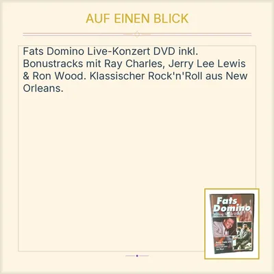 Fats Domino - Walking To New Orleans DVD Live in Concert Ray Charles Jerry Lee