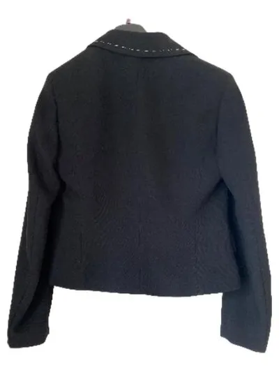Apriori Damen Blazer Gr. 38 Schwarz Ziernähte Spitze Elegant
