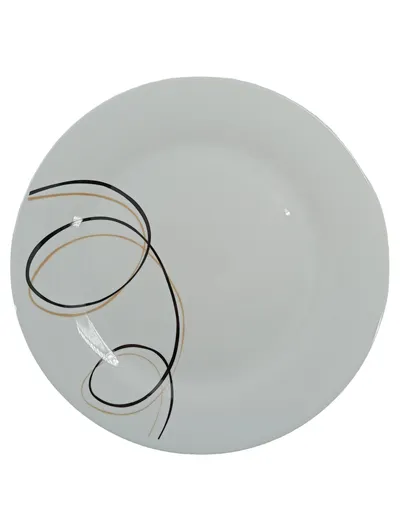 KHG Essteller Porzellan Weiß Spiralmuster Modern 24,5 cm
