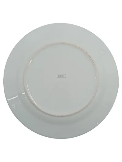 KHG Essteller Porzellan Weiß Spiralmuster Modern 24,5 cm