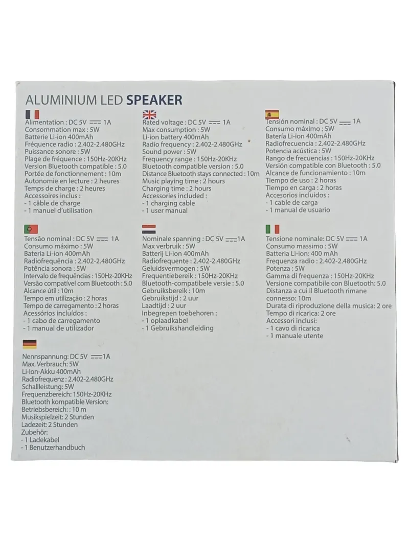 Blaupunkt Aluminium LED Speaker 5W Bluetooth 5.0 Tragbarer Lautsprecher 5