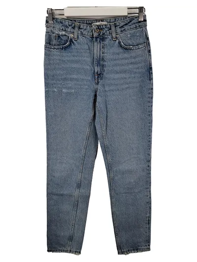 Zara Denim Mom Jeans Damen Gr. 34 XS Hellblau High Waist Straight