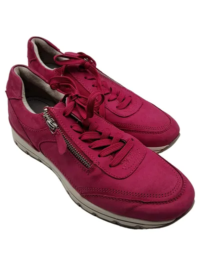 Tamaris Damen Sneaker Low Pink Leder Größe 40 Reißverschluss Schnürung