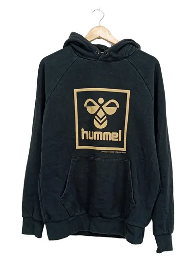 hummel Hoodie Kapuzenpullover Herren Gr. S Schwarz Gold Logo Sportlich