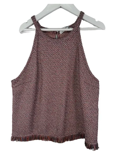 Zara Trafaluc Damen Crop Top Fransen Strick Mehrfarbig Gr. S Bohemian