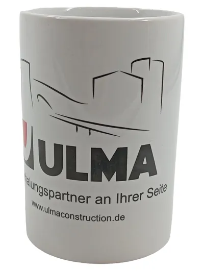 ULMA Construction Werbe-Tasse Porzellan Weiß 300ml Kaffeetasse