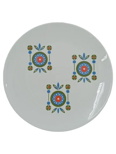 Schumann Arzberg Essteller Teller 19 cm Porzellan Weiß Retro Geometrisch