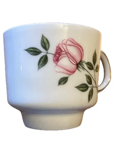 Scherzer Bavaria Kaffeetasse Porzellan Weiß Rose Blumenmuster Romantisch