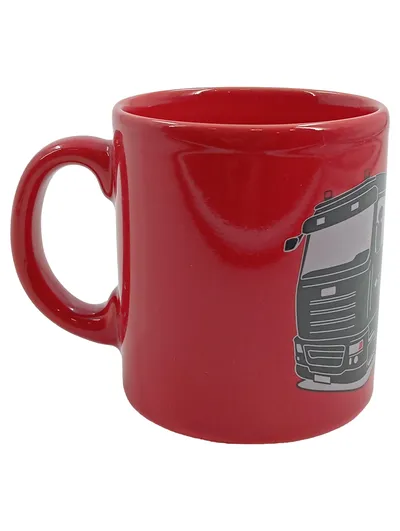 Kaffeebecher Tasse Rot LKW Motiv Holz Abresch Porzellan 350ml