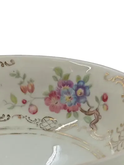 Schirnding Bavaria Teetasse Porzellan Blumen Goldrand Vintage weiß