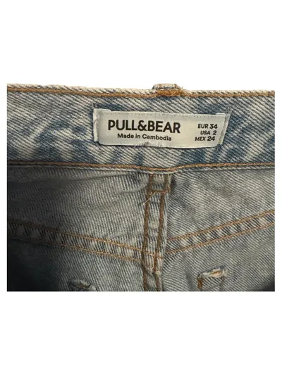 Pull&Bear Mom Jeans Damen Gr. 34 Hellblau Destroyed Ripped