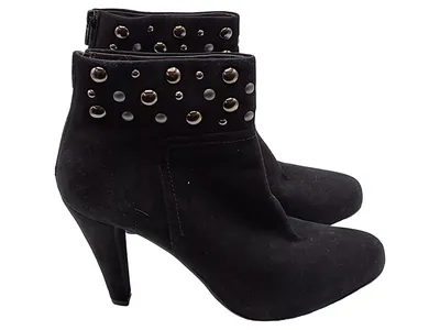 PICADU Damen Stiefeletten Schwarz Gr. 40 Nieten Leder High Heels
