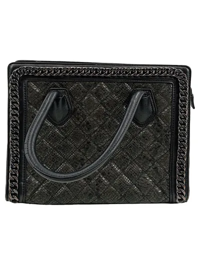 Aldo Henkeltasche Damen Schwarz Animal-Print Schlangen-Optik Kette