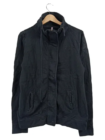 Fishbone Damen Sweatjacke Gr. L Schwarz Casual Zip Stehkragen