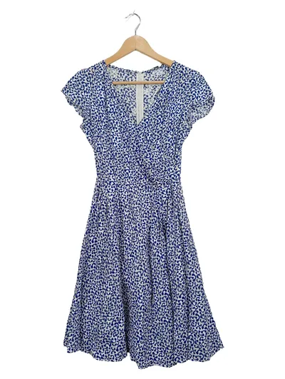 Ellen Eisemann Kleid Damen Gr. 36/S Blau Weiß Baumwolle Vintage A-Linie
