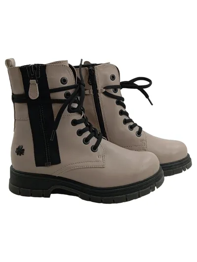 Marco Tozzi Damen Stiefel Combat Boot Beige Gr. 38 Schnürstiefel