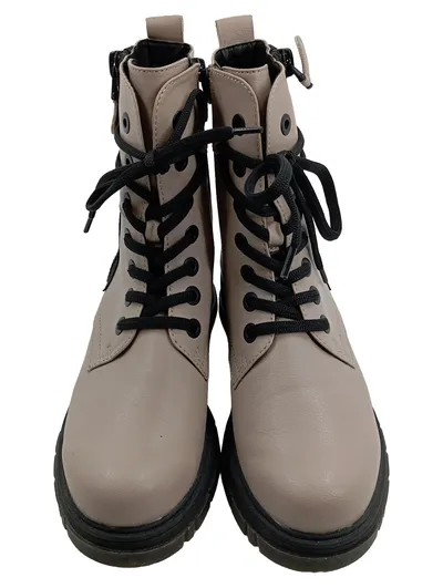 Marco Tozzi Damen Stiefel Combat Boot Beige Gr. 38 Schnürstiefel