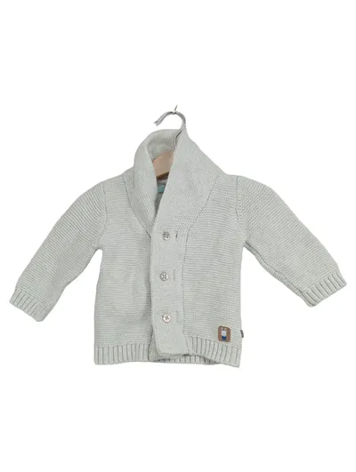 Obaïbi Baby Strickjacke Gr. 68 Grau Baumwolle Knöpfe Klassisch