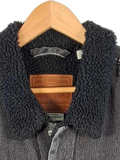 Levi's Herren Jeansjacke Sherpa Kragen Grau Größe XXL Trucker Premium
