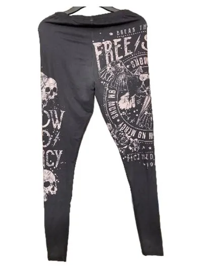 Rock Rebel by EMP Damen Leggings Totenkopf Adler Print Grau M