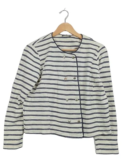 Promod Damen Blazer Jacke Gr. 38/M Weiß Blau Gestreift Maritim