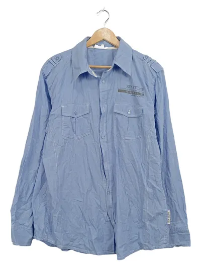 Ben Stone Herren Freizeithemd Blau Gestreift Langarm Gr. XL