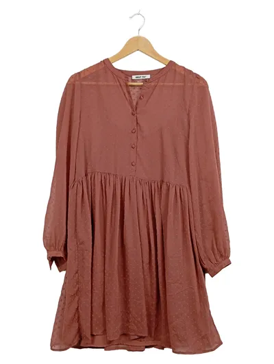 ABOUT YOU Kleid Damen Gr. 34 XS Rosa Gepunktet Langarm Boho