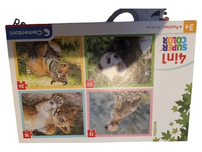 Clementoni 4in1 Super Color Wildlife Puzzle Set Tierbabys 12-24 Teile ab 3 J