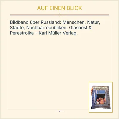 Russland Menschen Natur Städte Glasnost Perestrojka Bildband Karl Müller Verlag