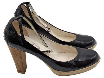 Tod's Damen Slingback Pumps Lackleder Schwarz Gr. 40 Elegant