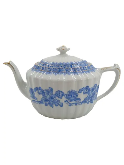 Tuppack Tiefenfurt Teekanne Porzellan China Blau Weiß Goldrand Klassisch