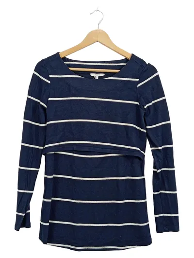 Noppies Umstandsshirt Langarm Damen Gr. S Blau Weiß Gestreift Maritim