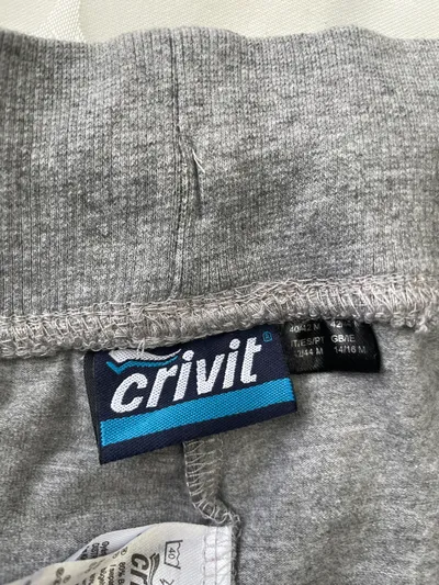 Crivit Damen Sport Shorts Gr. 40/42 Grau Meliert Kordelzug Taschen