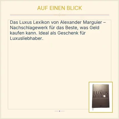 Das Luxus Lexikon Alexander Marguier DuMont Sachbuch Lifestyle