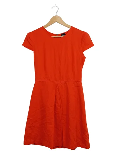 ASOS Damen Sommerkleid Gr. 38 Orange Kurzarm A-Linie Baumwolle