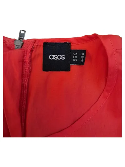 ASOS Damen Sommerkleid Gr. 38 Orange Kurzarm A-Linie Baumwolle