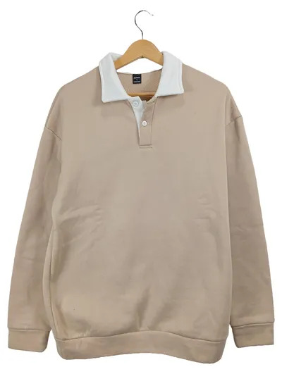 MANFINITY Herren Polo-Pullover Sweatshirt Beige Gr. S Langarm Kragen