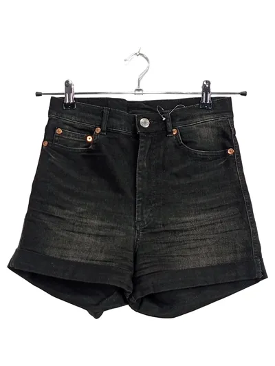 Monki Damen Jeans Shorts High Waist W28 36 S Schwarz Denim
