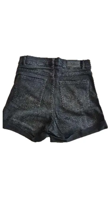 Monki Damen Jeans Shorts High Waist W28 36 S Schwarz Denim